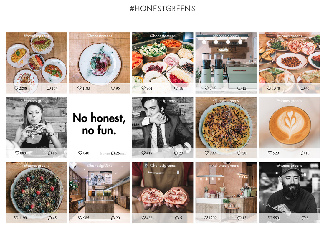 Instagram de Honest Greens